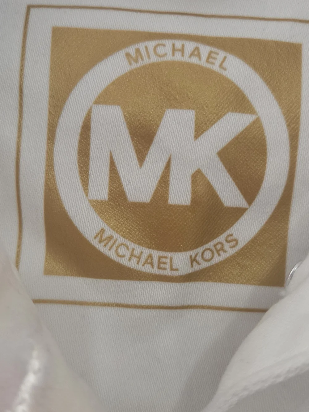 Michael Kors White Denim Jacket with Gold-Tone Buttons Large 97% Cotton